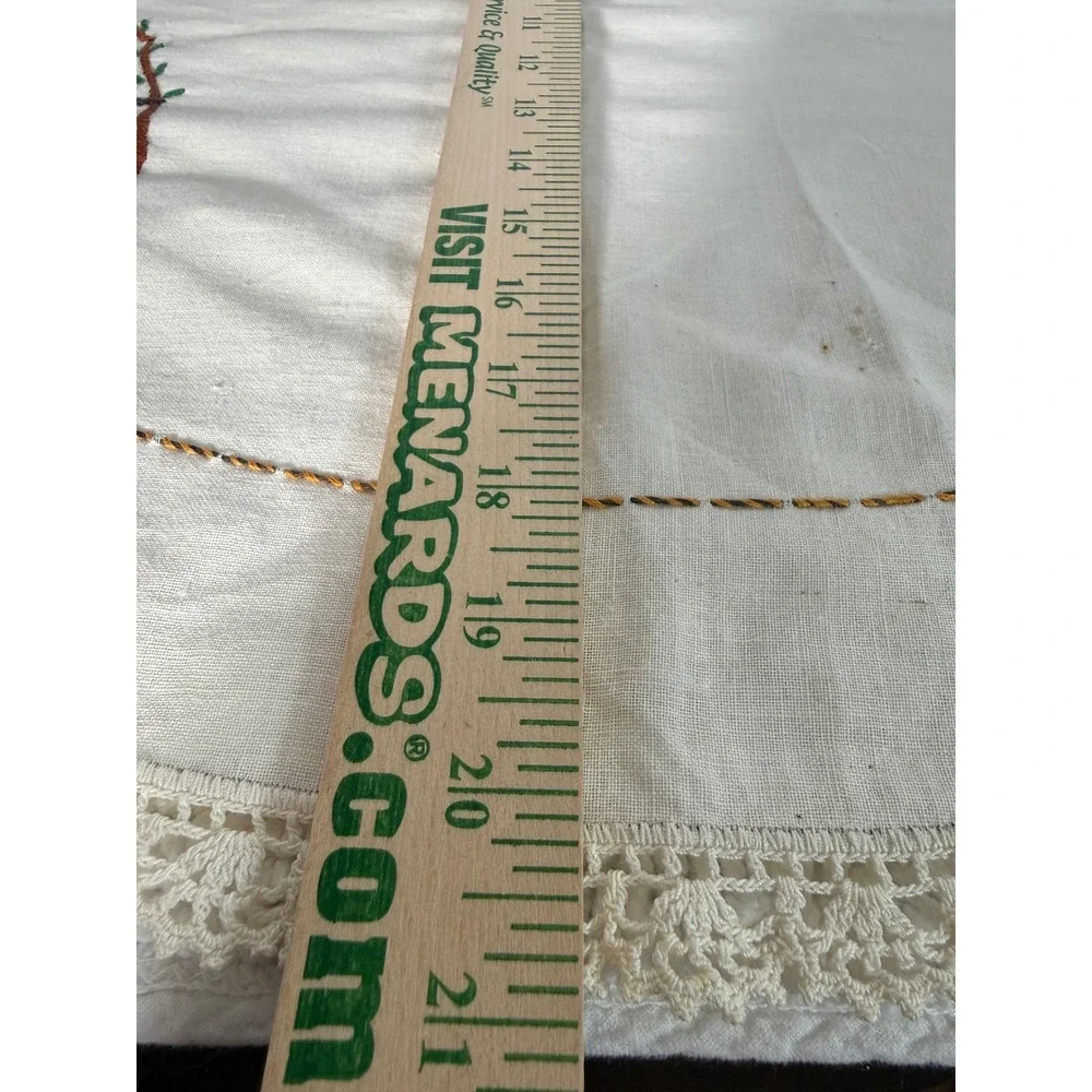 Vintage Embroidered Table Runner Birds Floral Lace Trim‎ Farmhouse Kitchen Decor